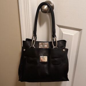 Zagara Italy black leather satchel bag